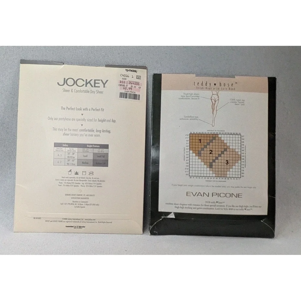 Jockey Evan Picone Hosiery Women M 2 Black Nude NEW Sheer Pantyhose Thigh Highs